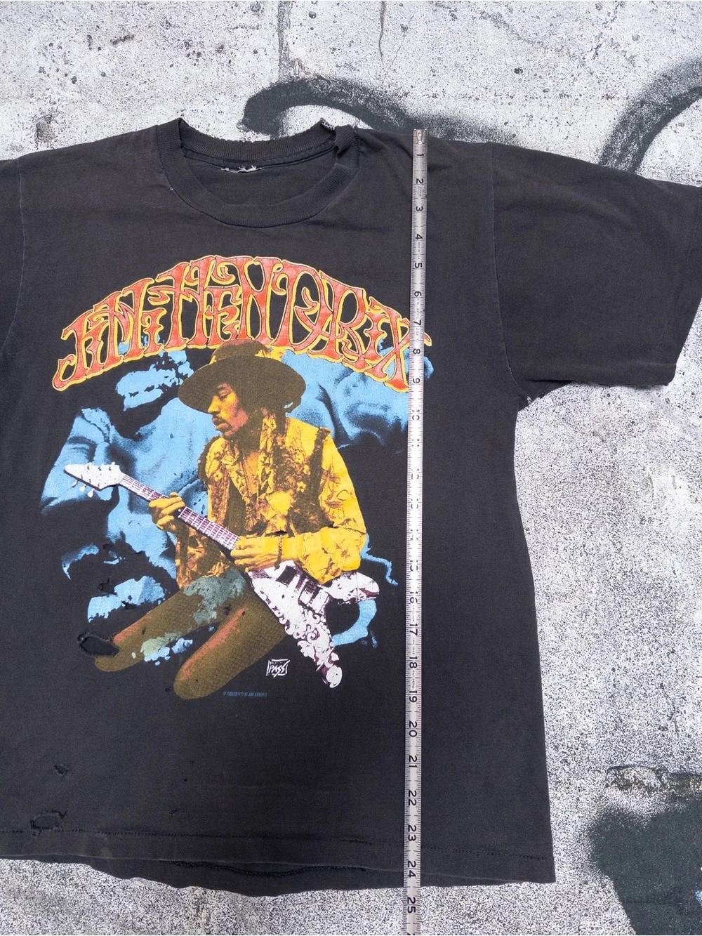 Vtg 80s Jimi Hendrix Backstage Pass T-Shirt, Single Stitch, Sz S, Thrashed - Picture 7 of 14